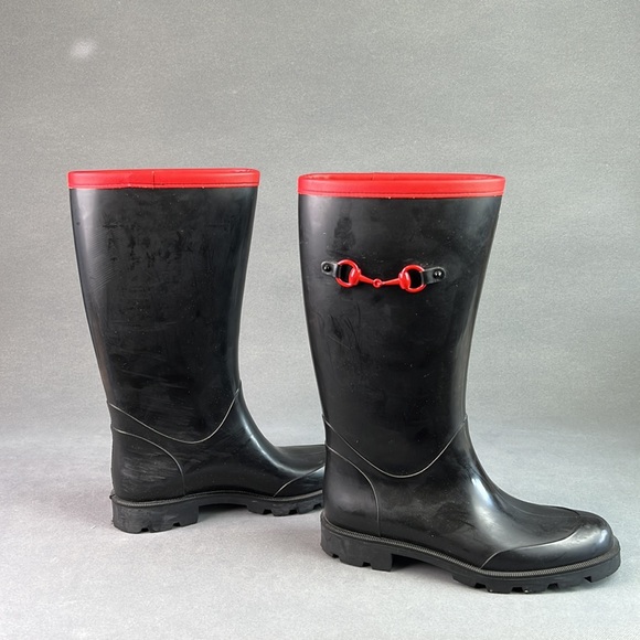 Gucci horsebit black and red rain boots. Size 37. - Picture 5 of 13